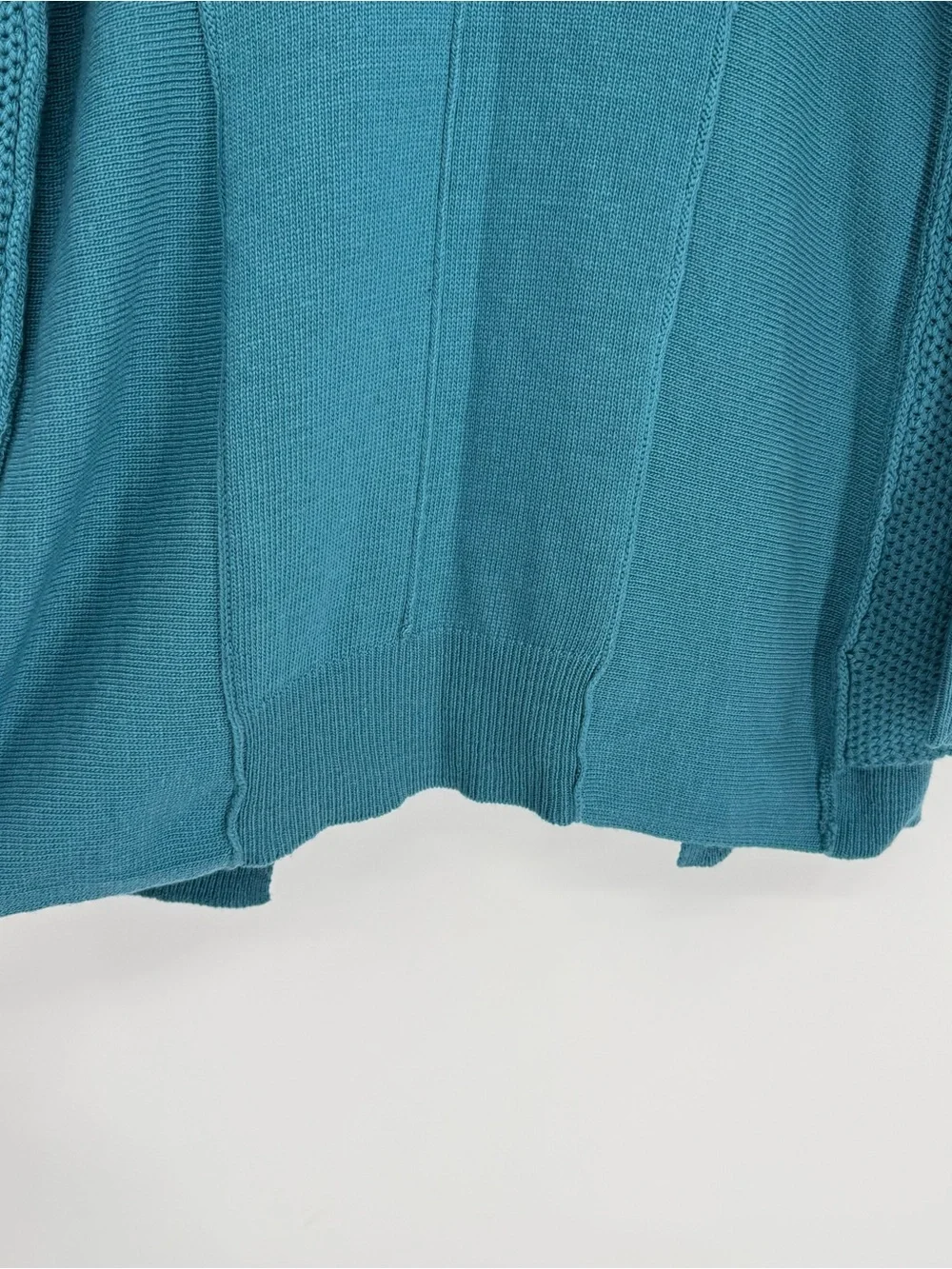 Soft Surroundings NWT Drape Open Front Cardigan Sweater Ruffle Teal Size XS